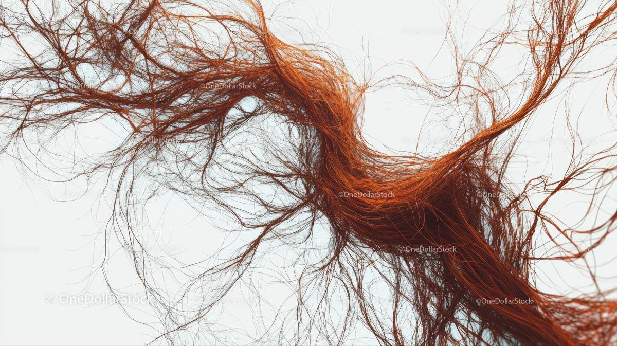 Abstract Red Hair Flowing in Entwined Patterns
