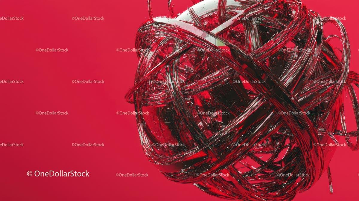 Dynamic Red Spherical Art with Intricate Textures