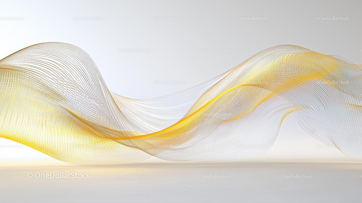 Abstract Flowing Wave in Yellow and White Gradient