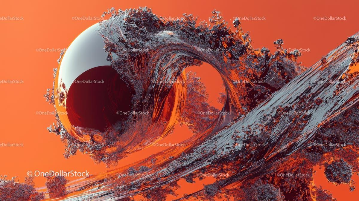 Surreal Digital Art with Swirling 3D Formations