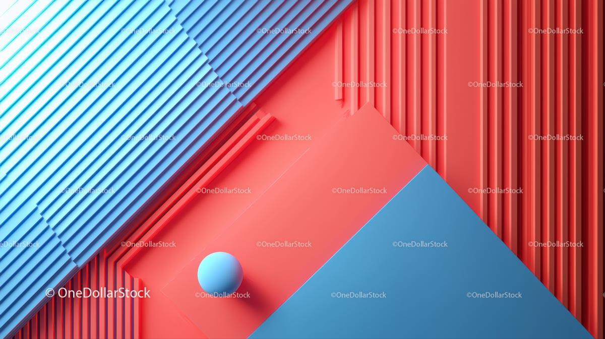 Geometric Abstract Background with Blue and Red Accents
