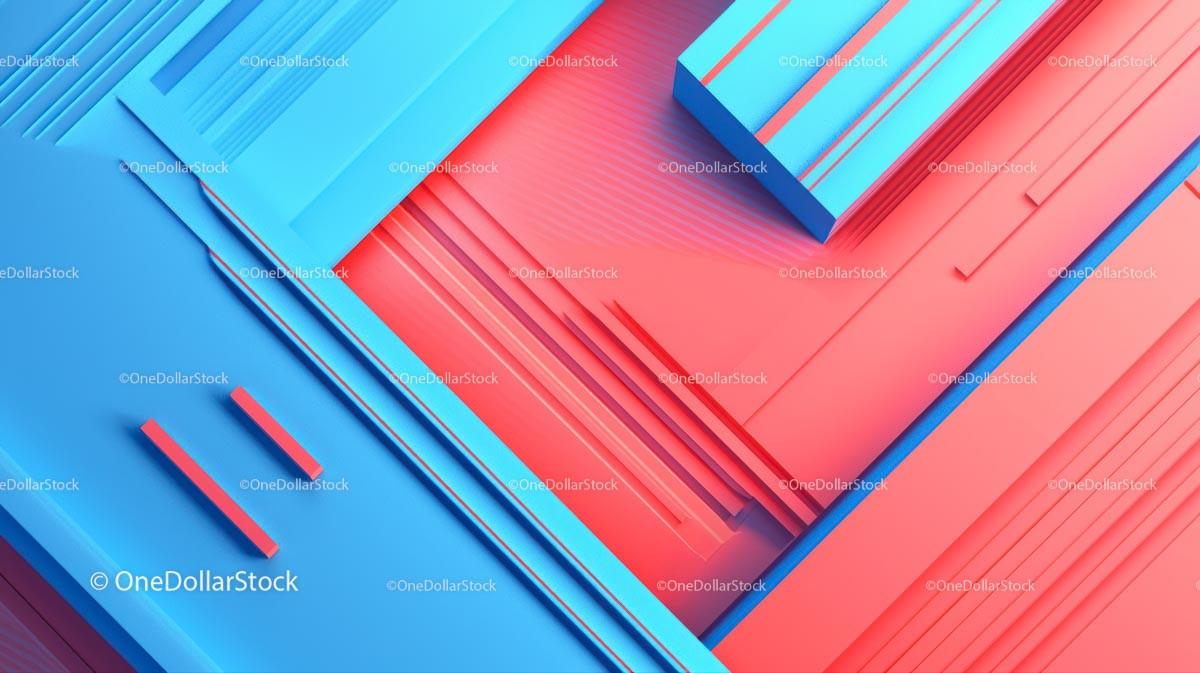 Abstract Blue and Red Geometric 3D Design