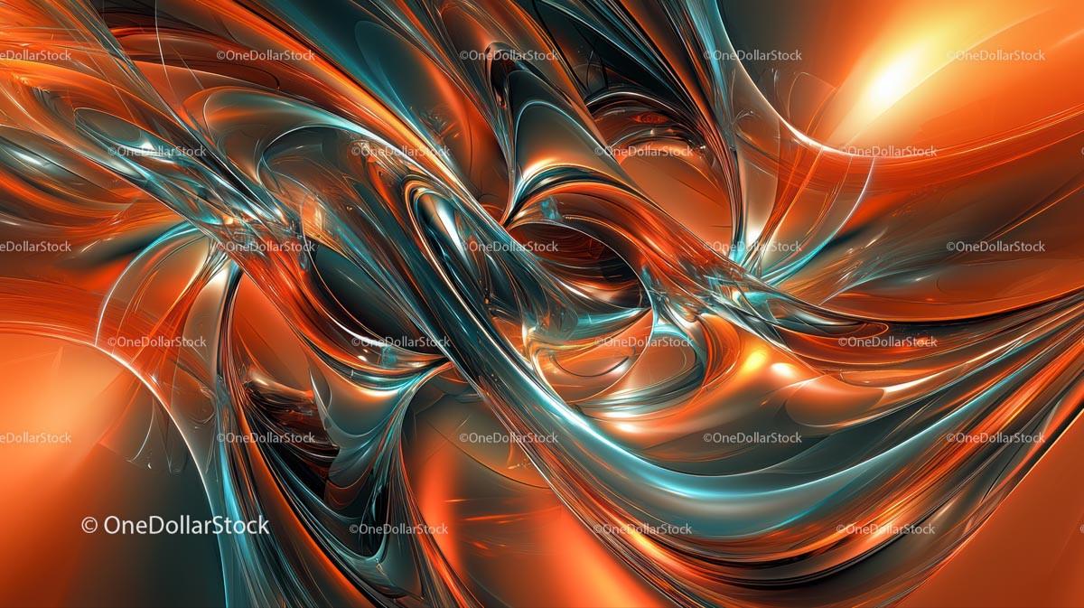Vibrant Swirling Abstract Digital Art with Orange Tones