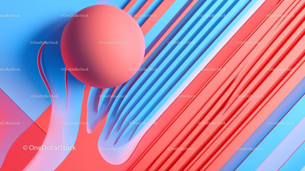 Abstract 3D Geometric Composition in Blue and Red Hues