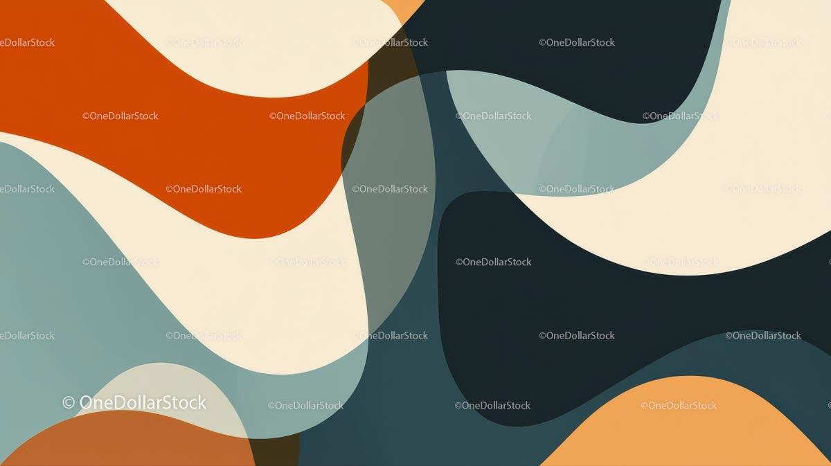 Modern Abstract Art with Curved Geometric Shapes