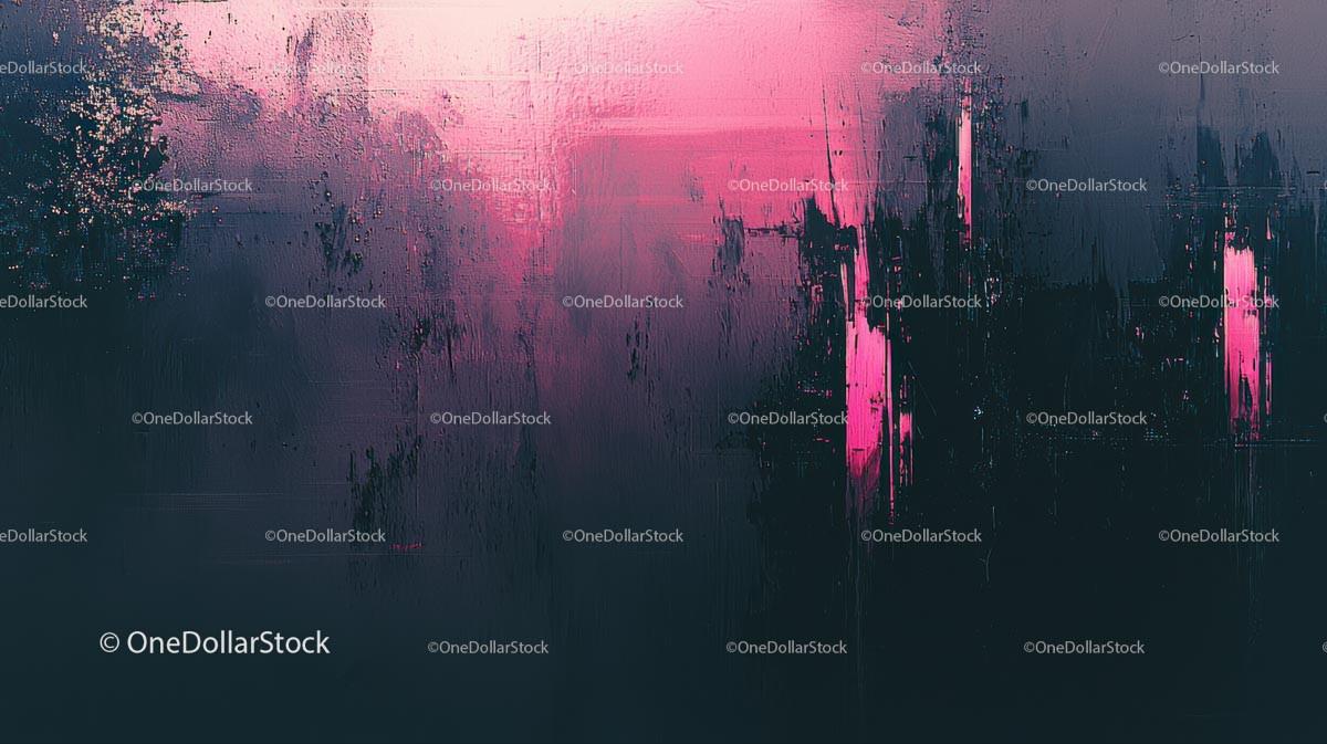 Abstract Pink and Dark Canvas with Expressive Brushstrokes