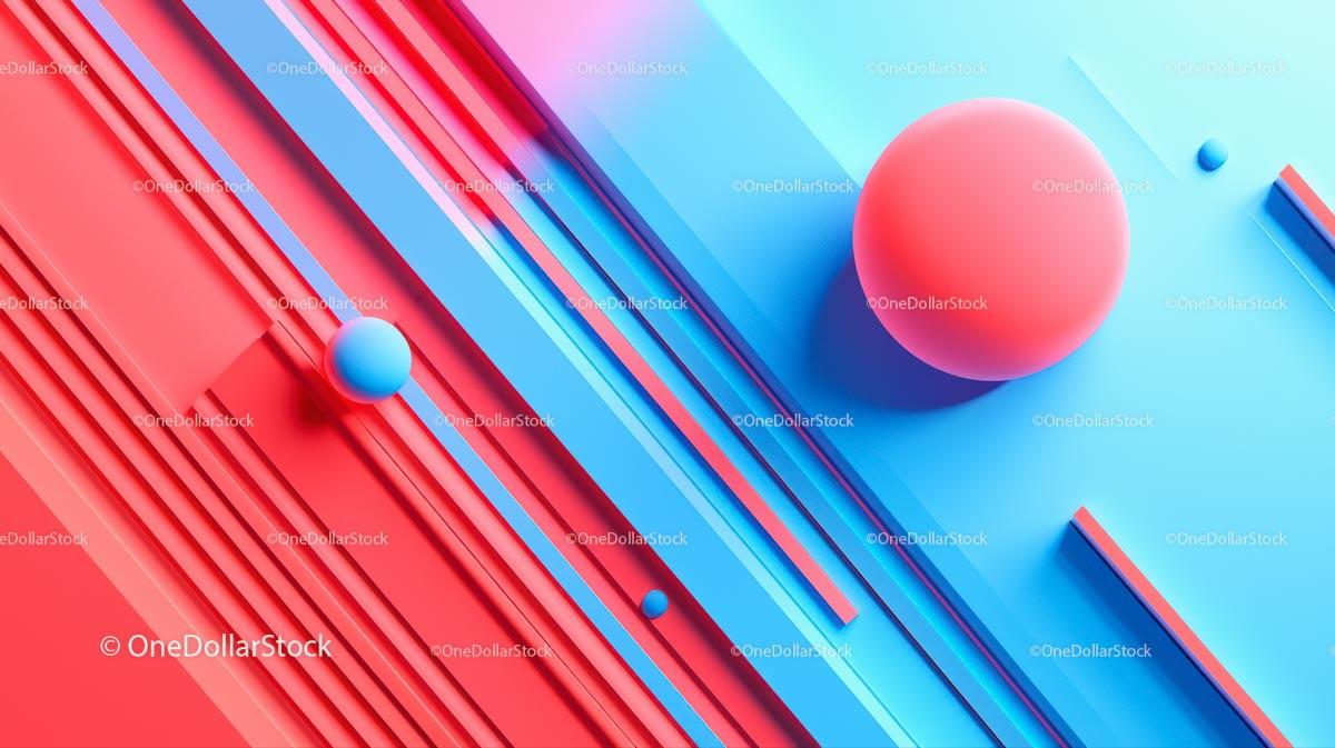 Vibrant Geometric Abstract with Spheres and Lines