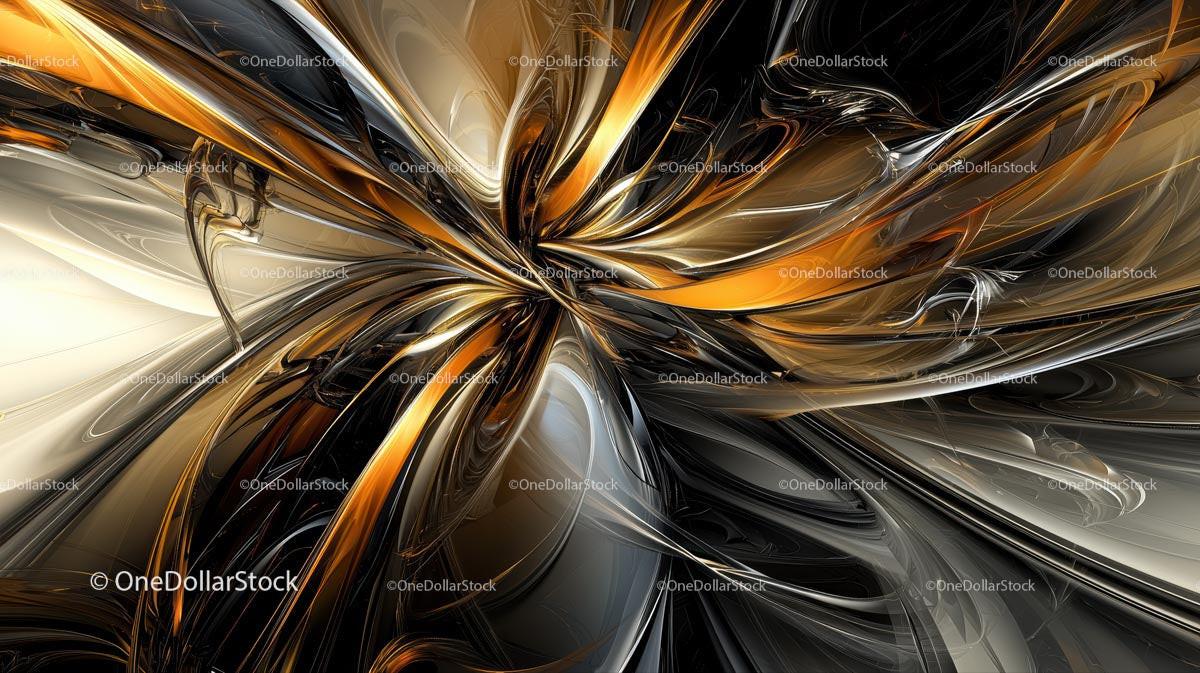 Dynamic Abstract Swirl of Gold and Silver