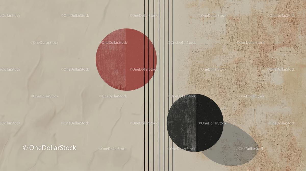 Minimalist Abstract Art with Geometric Circles and Lines