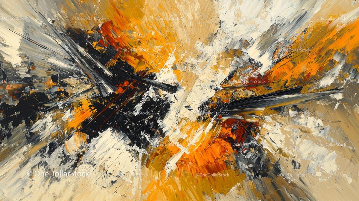Dynamic Abstract Painting with Vibrant Brushstrokes