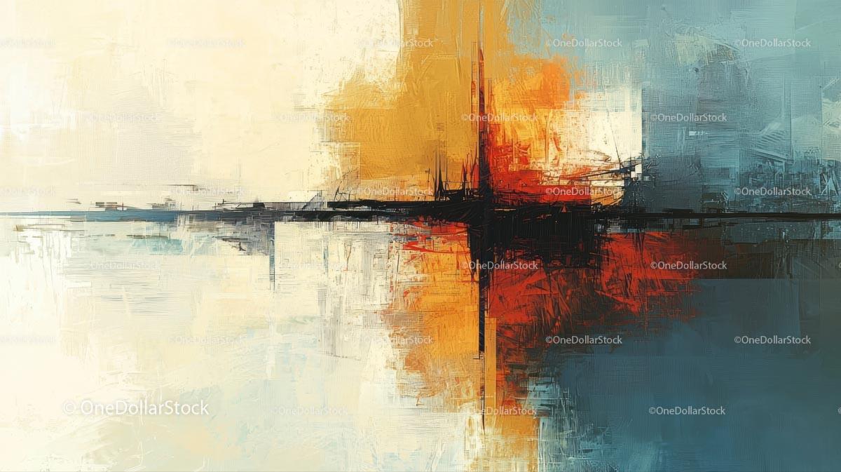 Vibrant Abstract Painting with Dynamic Brushstrokes