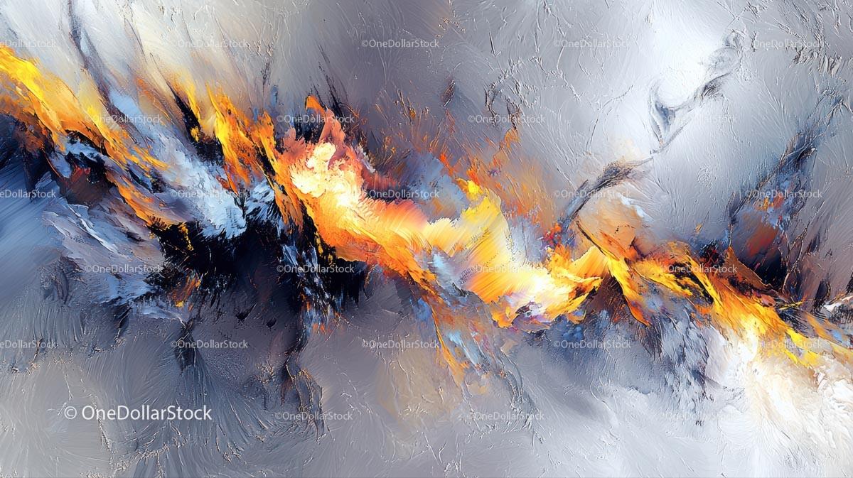 Dynamic Abstract Painting with Fiery Hues and Textures