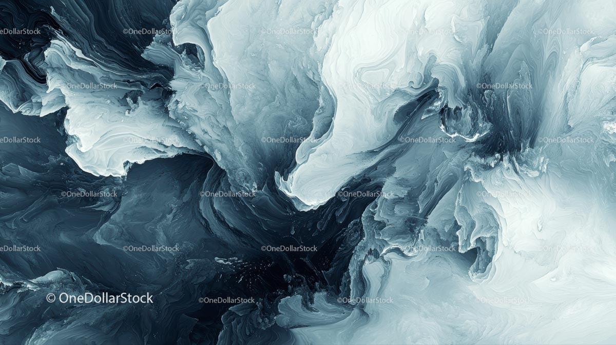 Abstract Monochrome Swirl with Blue Fluid Art