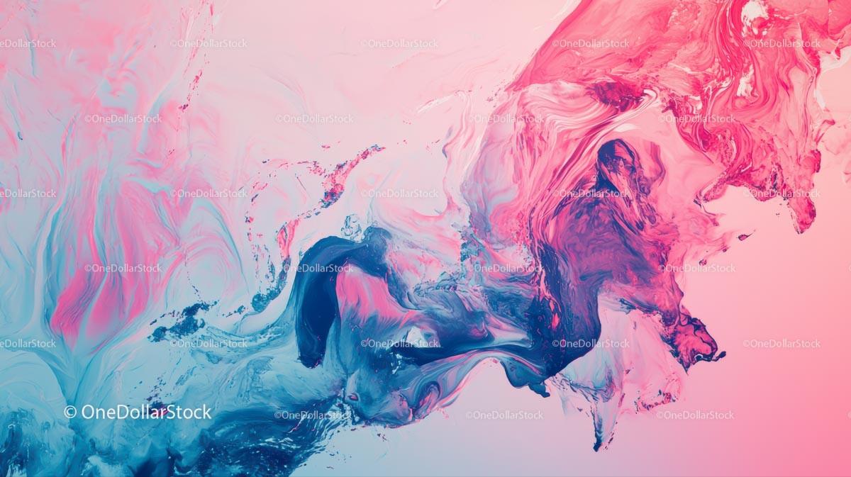 Fluid Abstract Art with Pink and Blue Swirls
