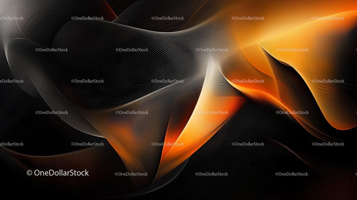 Dynamic Abstract Orange and Black Fluid Waves Design