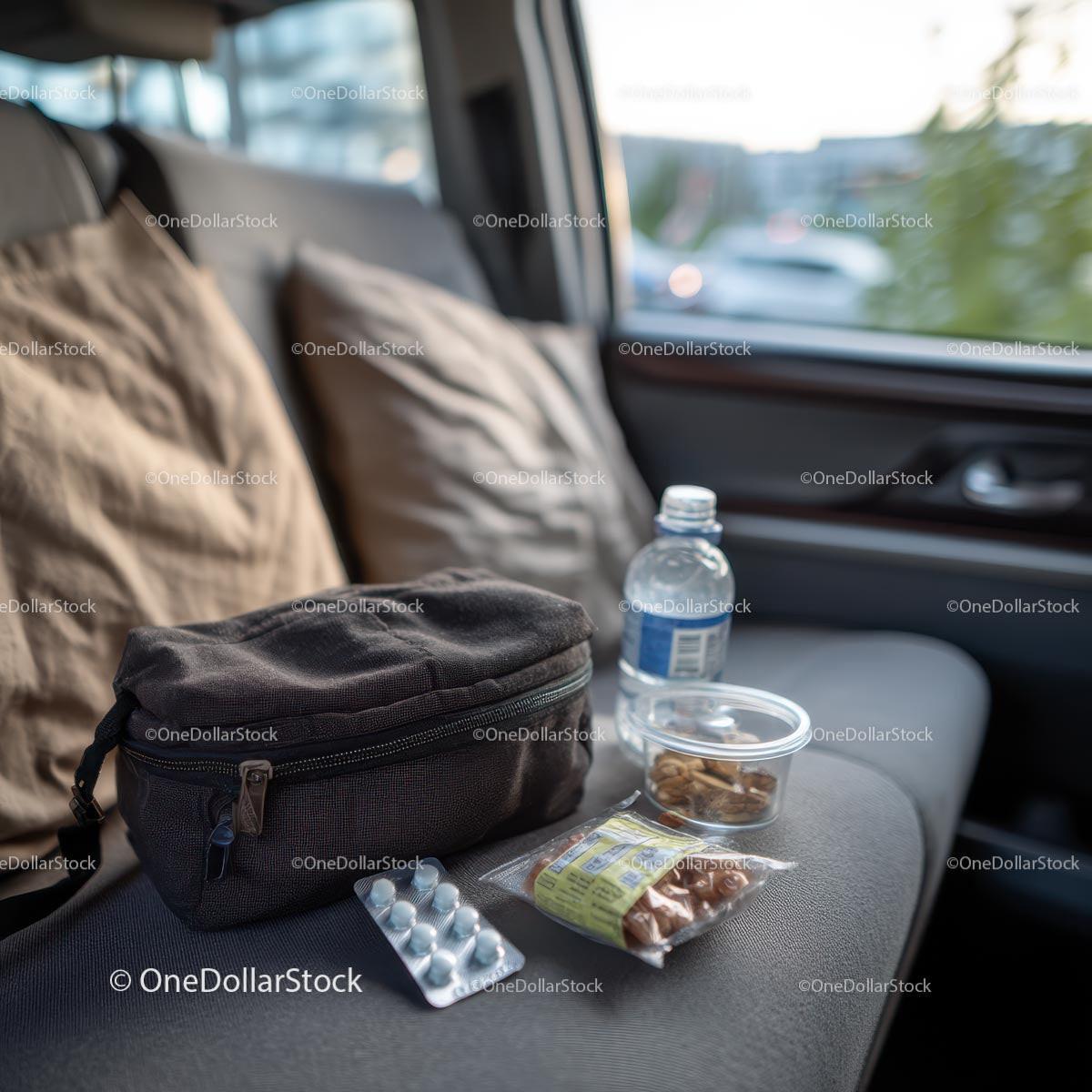 Travel Essentials on a Car Seat for Comfort