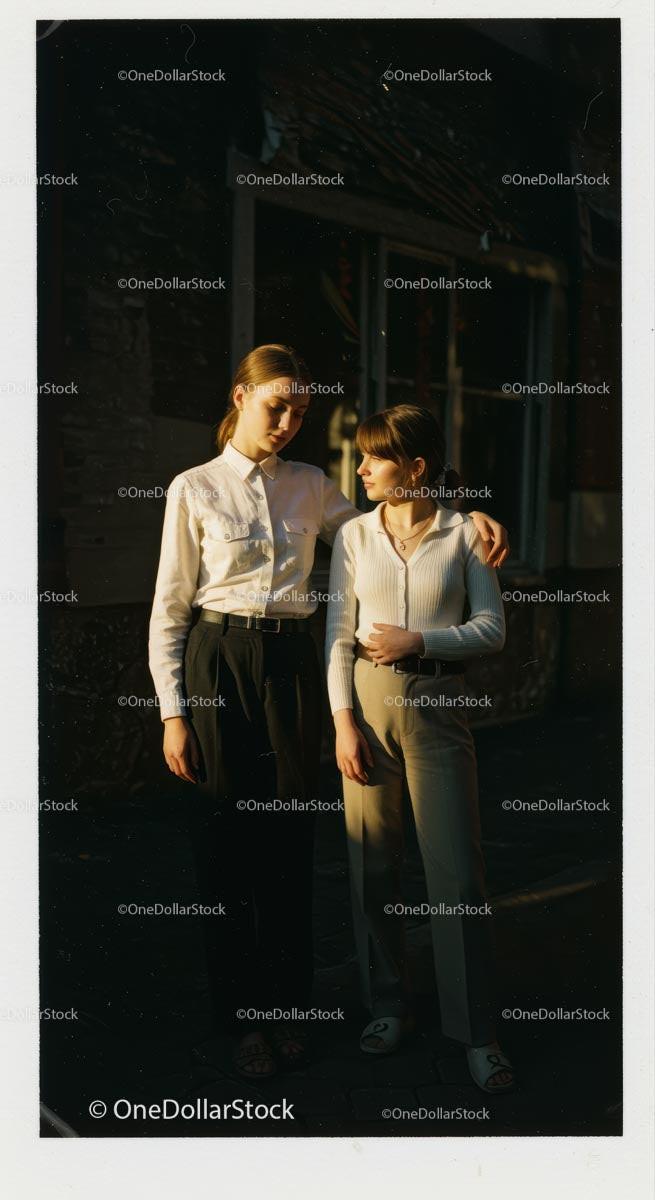 Two Friends Enjoying a Warm Sunset Together