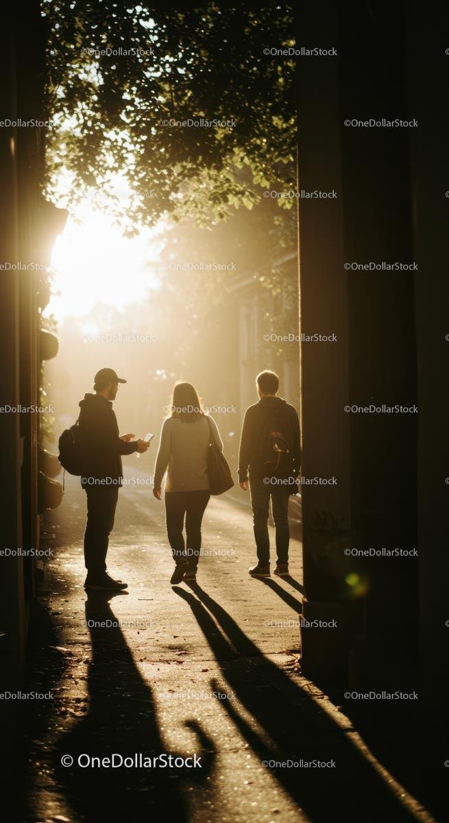 Silhouettes of People Walking During Golden Hour