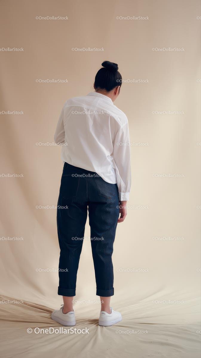 Back View of Woman in Casual Outfit