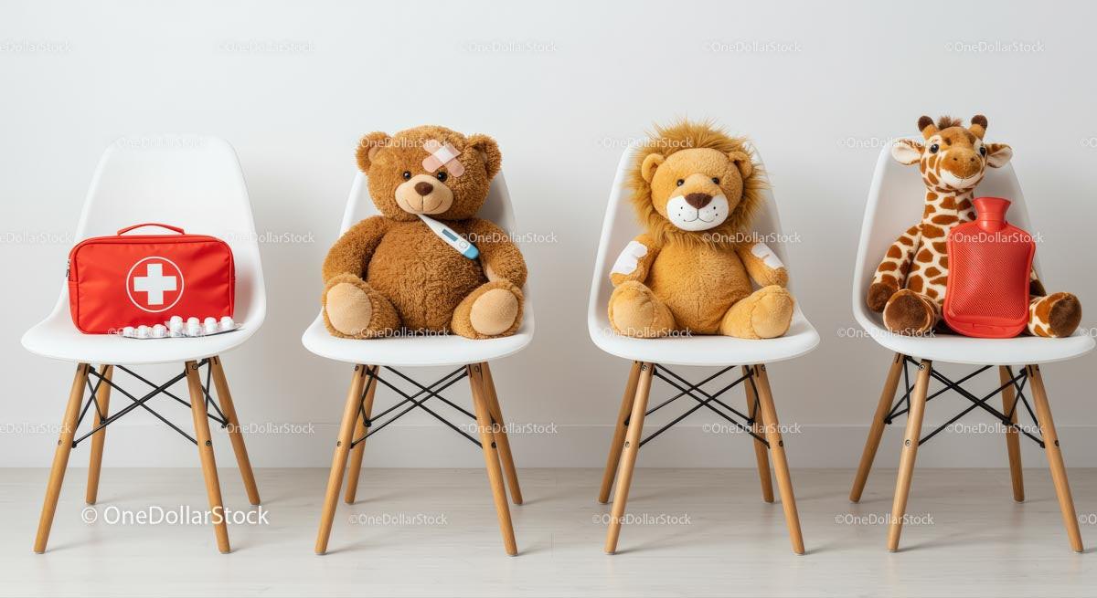 Stuffed Animals in a Pediatric Themed Setting Stock Photo Bundle preview 5