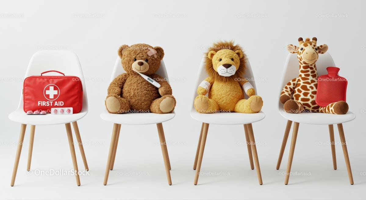Stuffed Toys with First Aid Kit - Pediatric Healthcare Theme