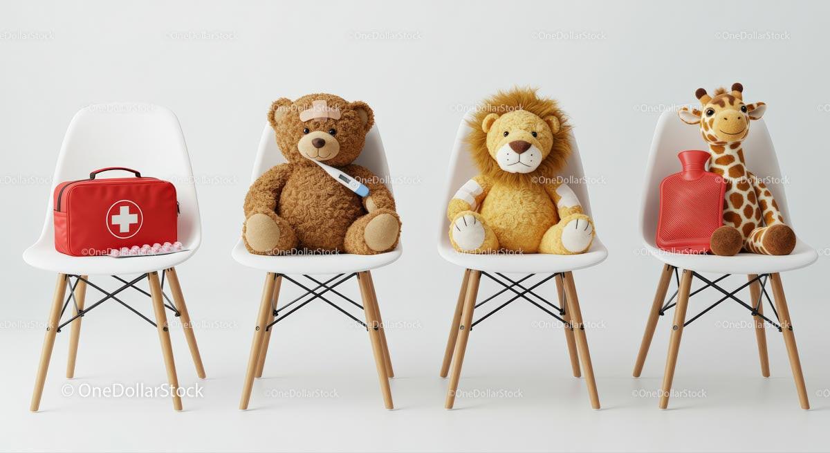 Stuffed Animals in a Pediatric Themed Setting Stock Photo Bundle preview 12