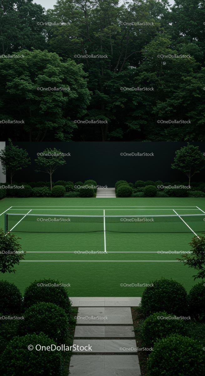 Woman Playing Tennis on Lush Green Court Stock Photo Bundle preview 8