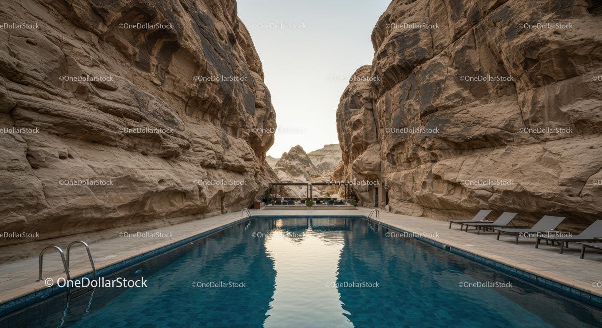 Luxurious Pool Surrounded by Majestic Rocky Cliffs