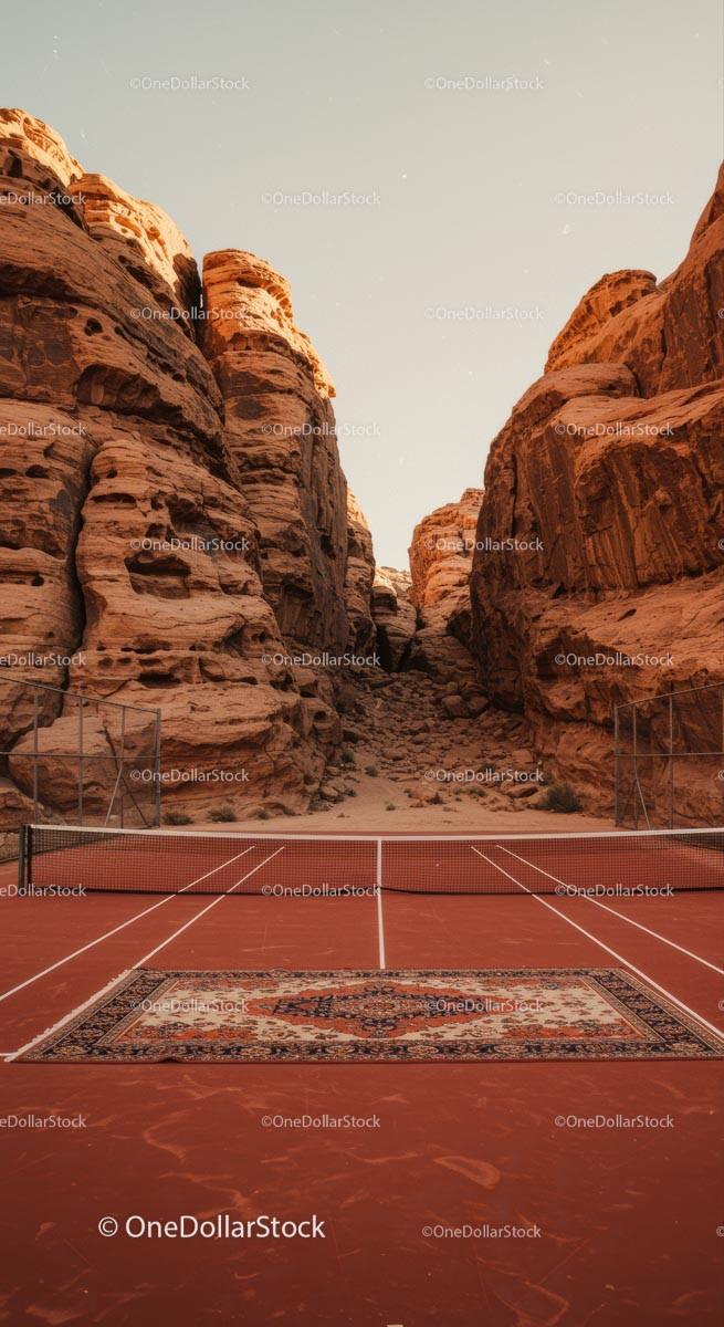 Tennis Court set Against Majestic Desert Canyons