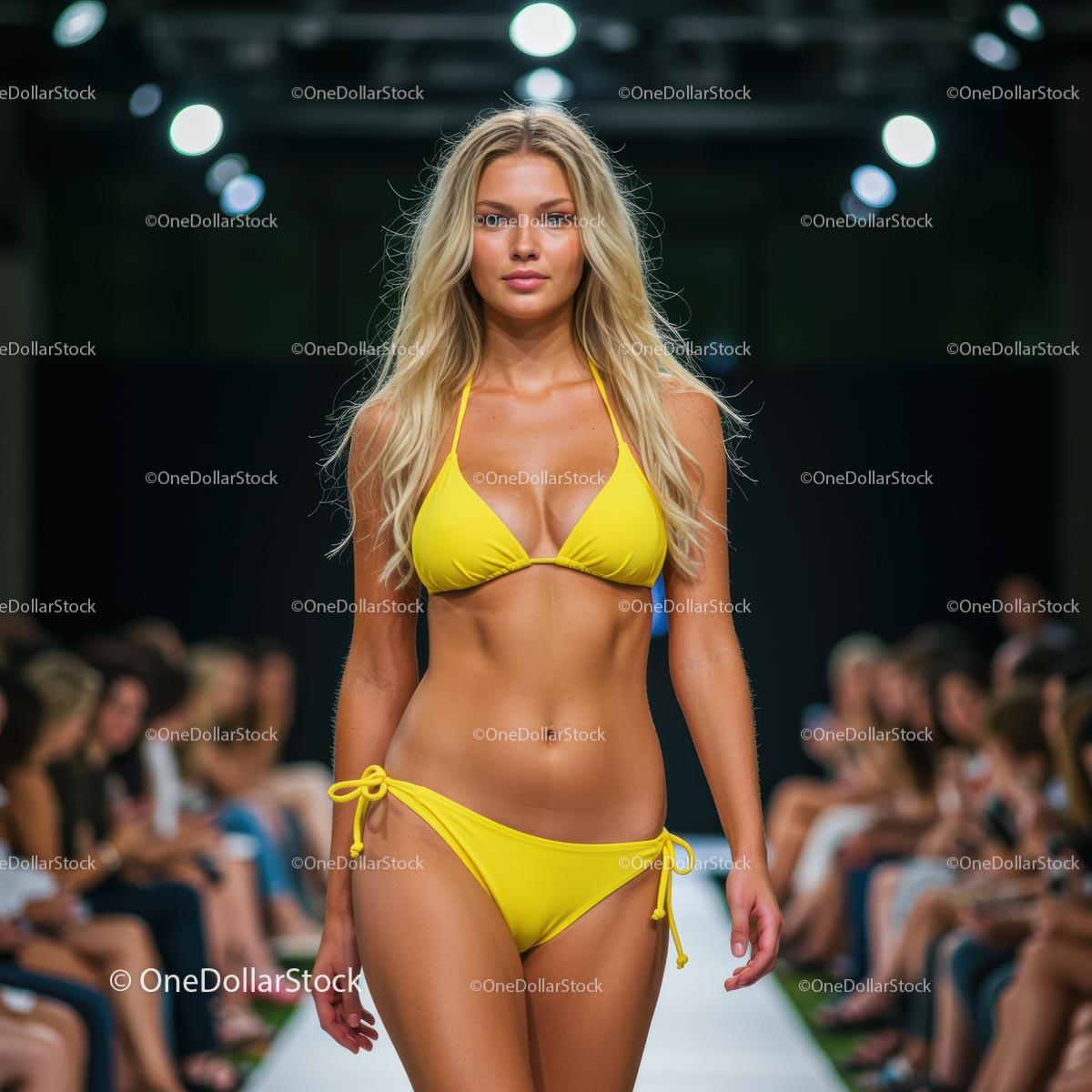 Glamorous Runway Models in Neon Bikinis at Fashion Show Stock Photo Bundle preview 13
