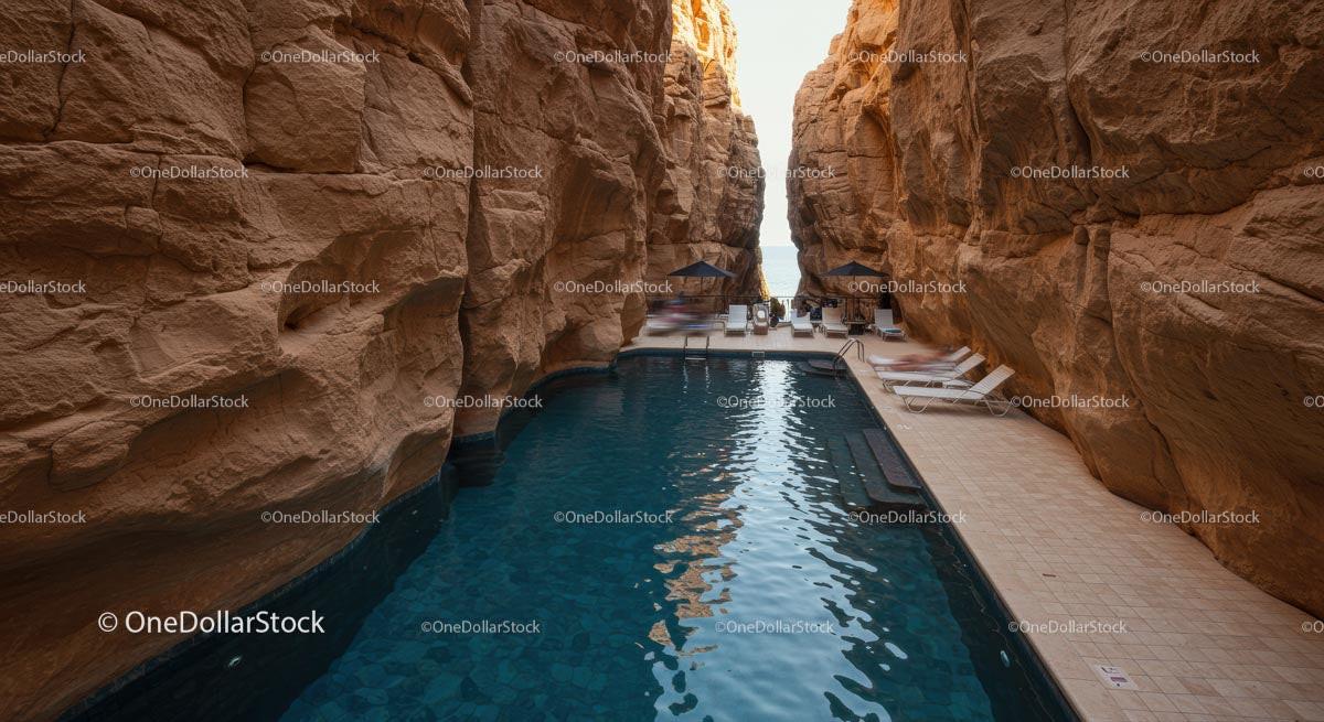 Luxury Pool Nestled Between Majestic Canyon Walls