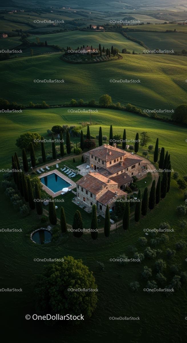 Luxury Tuscan Villa Surrounded by Cypress Trees