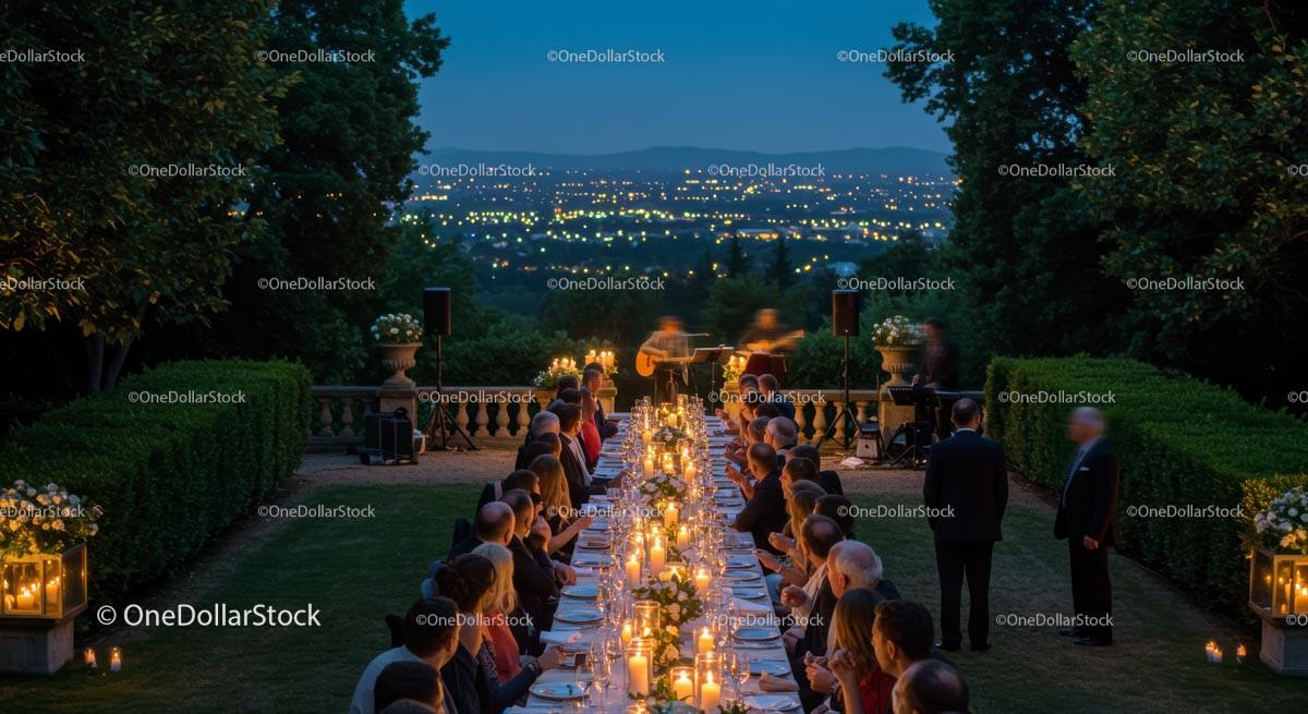 Candlelit Evening Dinner Amid Lush Greenery
