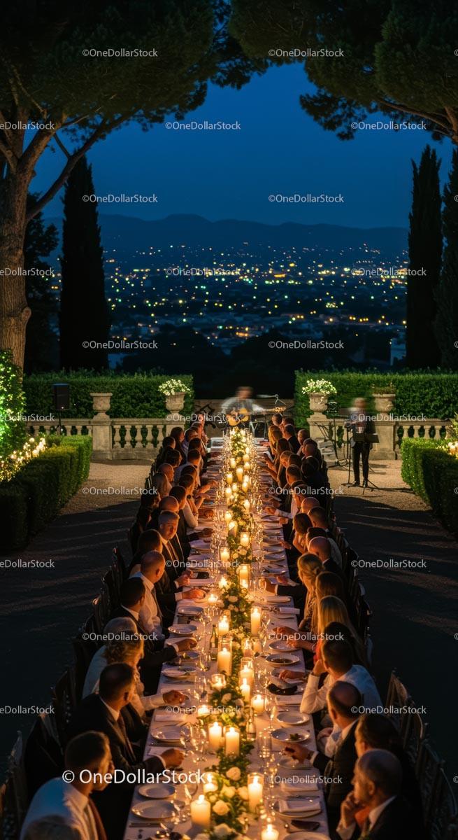 Elegant Outdoor Dinner with Candlelit Ambiance