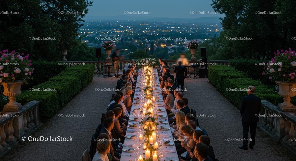 Elegant Candlelit Dinner in a Scenic Garden Setting