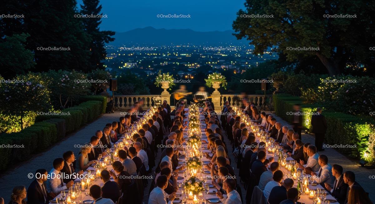 Elegant Outdoor Dinner with Candlelight and City View