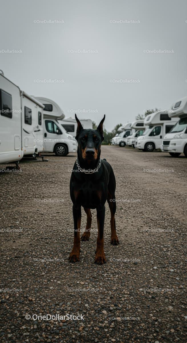 Doberman at RV Park for Adventure