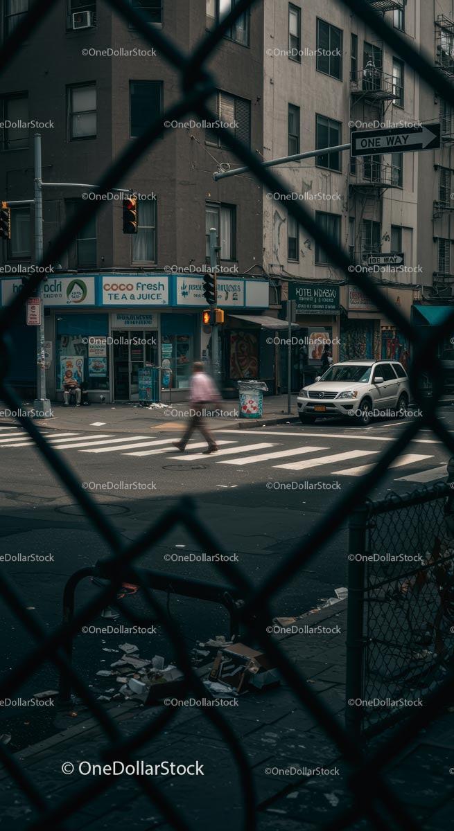 Urban Street Scene with Blurred Pedestrian Crossing