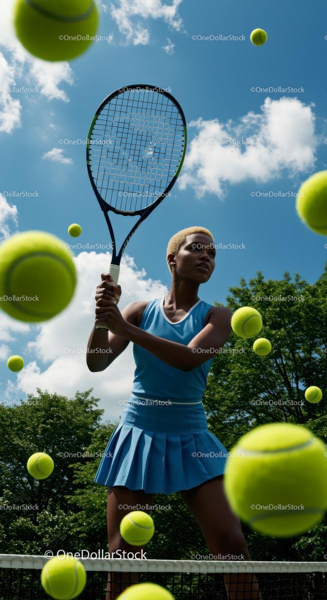 Female Tennis Player in Action at Sunny Outdoor Court Stock Photo Bundle preview 12