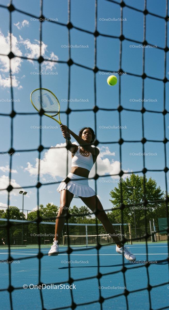 Female Tennis Player in Action at Sunny Outdoor Court Stock Photo Bundle preview 17