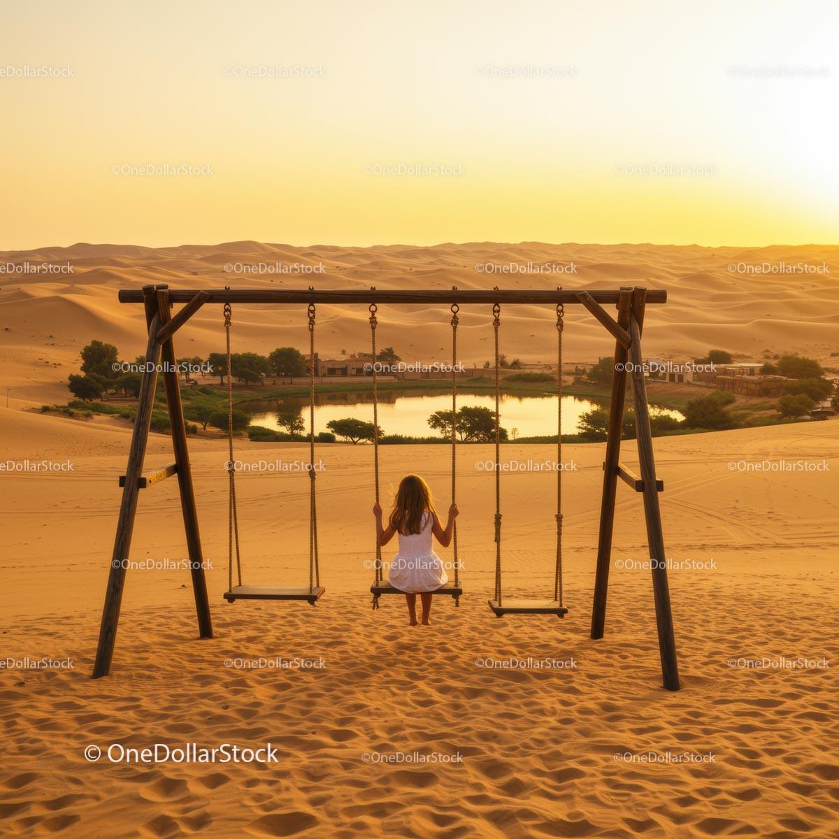 Serenity at Sunset in a Desert Oasis