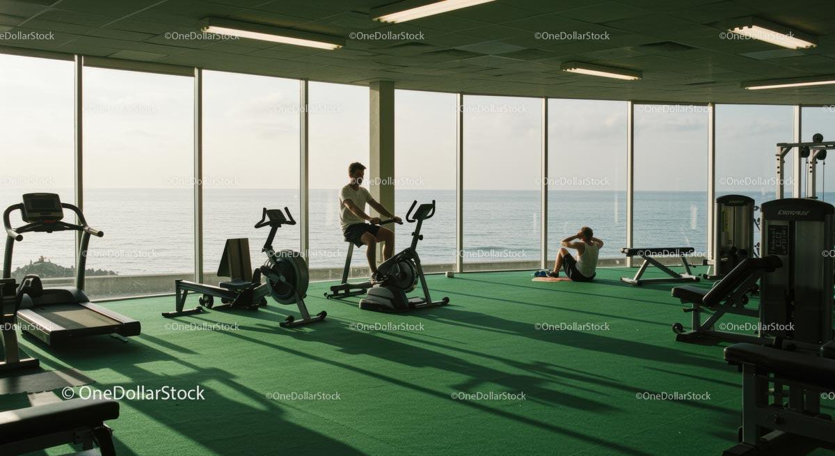 Scenic Gym with Ocean View and Modern Equipment