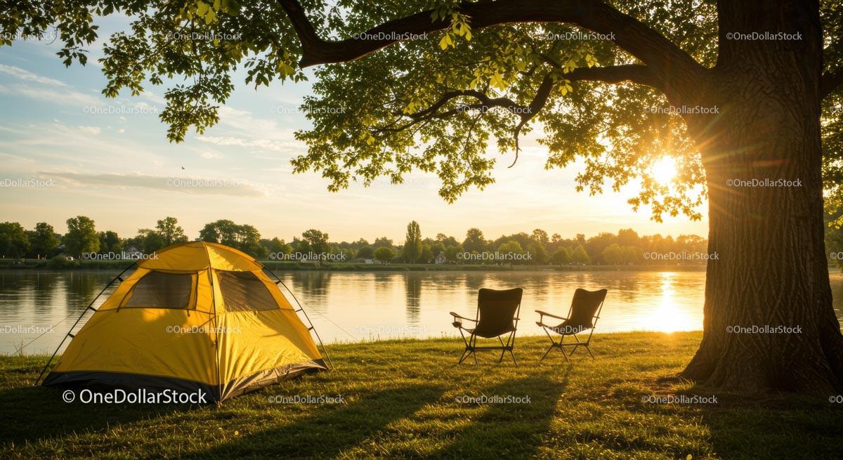 Peaceful Sunrise Camping by the Lake 12 JPG Files digital asset preview