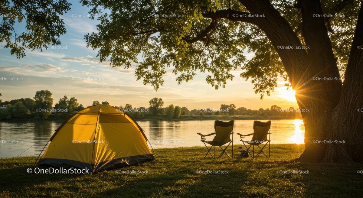 Peaceful Sunrise Camping by the Lake Stock Photo Bundle preview 10