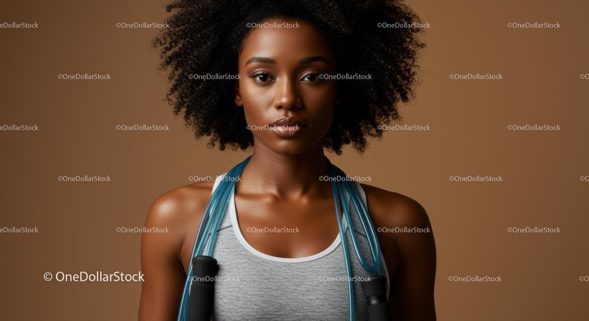 Confident Woman with Jump Rope Ready for Workout Stock Photo Bundle preview 7