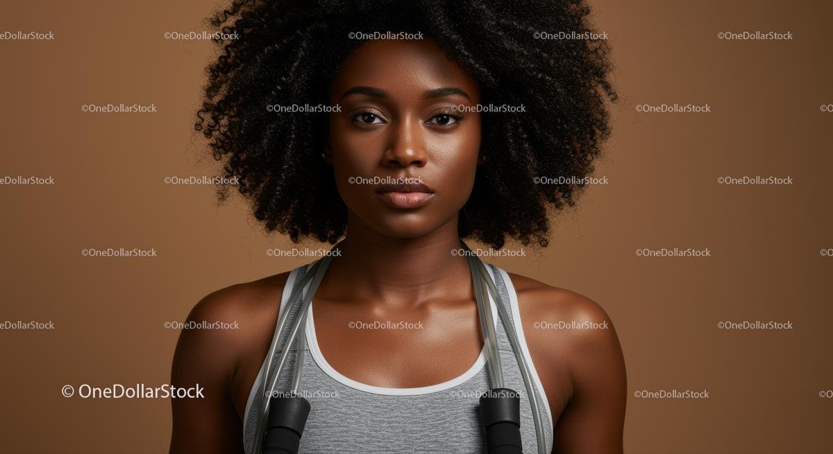 Confident Woman with Jump Rope in Fitness Attire