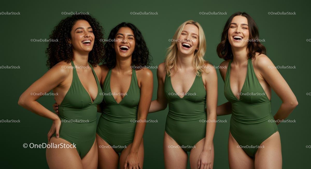 Joyful Group of Diverse Women in Stylish Swimwear Stock Photo Bundle preview 12