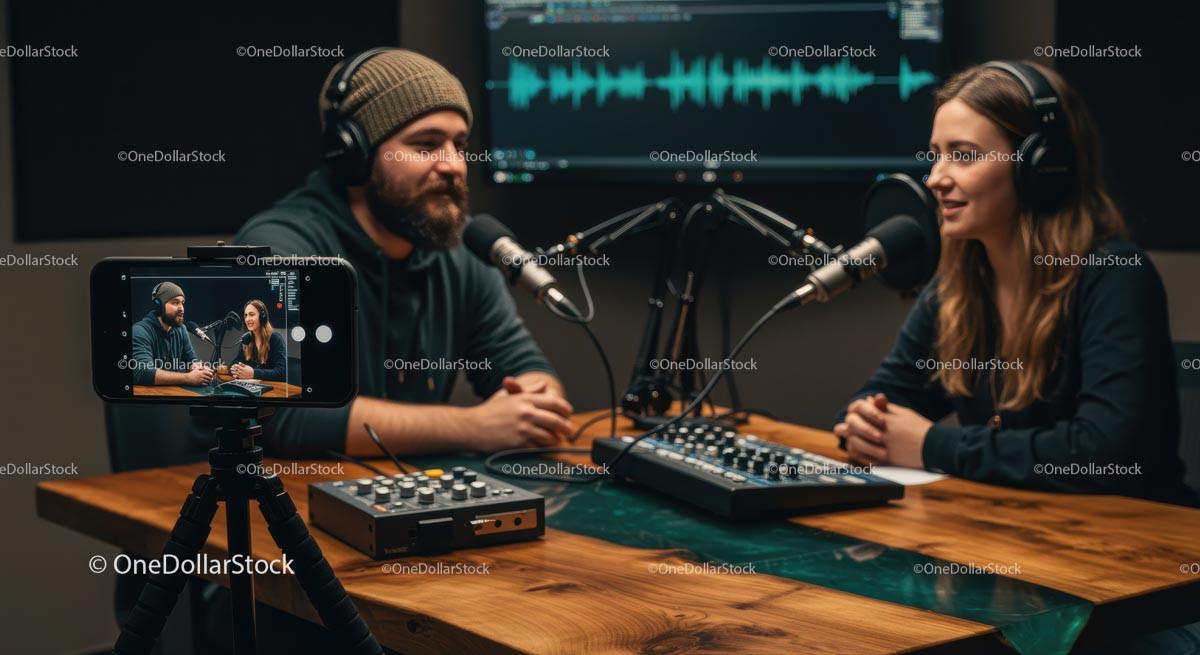 Professional Podcast Recording with Two Hosts