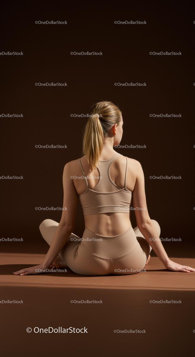Woman Practicing Yoga in Brown, Yellow or White Activewear Stock Photo Bundle preview 7