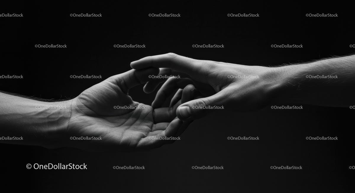 Intimate Connection Through Holding Hands in Monochrome